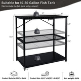TC-HOMENY Fish Tank Stand 10-30 Gallon, 1000LB Capacity Aquarium Stand with Charging Station，31" L x 16" W Metal Reptile Tank Stand, Double Storage Design Adjustable Boards, Black (Tank not Included) TC-HOMENY