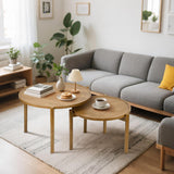 BEARUT Wooden Round Nesting Coffee Tables Set of 2,Round End Table,Small Nesting Tables,Side Table,for for Living Room Bedroom Balcony by Solid Wood BEARUT