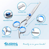 GLADOG Professional 5 in 1 Dog Grooming Scissors Set with Safety Round Tips, Sharp and Heavy-duty Pet Grooming Shears for Cats GLADOG