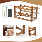 CAMOAT Bamboo Wine Rack,Wine Racks Countertop, Small Wine Rack Freestanding Floor,3 Tiers 12 Bottles Wine Rack,Sturdy and Durable Wine Rack Shelf for Cabinets Kitchen,Home Bar,Wine Storage CAMOAT