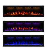 Masarflame Luxurious 60" Electric Fireplace, Wall Mounted&in Wall Recessed Fireplace Heater, Adjustable Flame Color & Top Light, Remote&Touch Control with Timer&Thermostat, Log & Crystal Set Masarflame