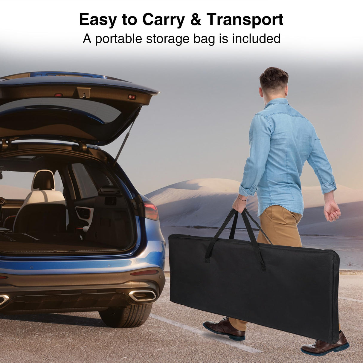 REDCAMP Portable Bar Table, Pop Up Folding Mobile Bar Bartender Table with Carry Bag for Events, Party, Camping, Tradeshow, Exhibition, Easy Setup, Black, 82"x33"x15" REDCAMP