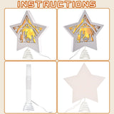 GHOSTMAGIC Christmas Tree Topper Star Nativity 7.87 x 9.25 inches Wooden Xmas Tree Top Star with 3 Modes LED Light Treetop Decoration for Christmas Bar Shop Office Home Decor (White) GHOSTMAGIC