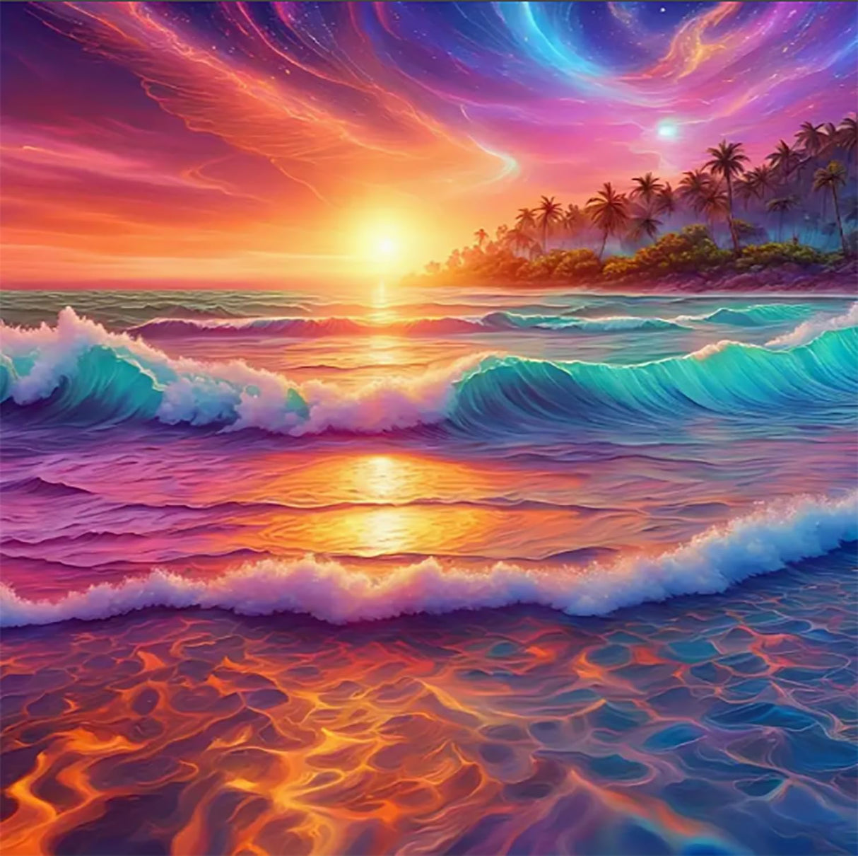 AIBOERL Sea Wave Diamond Art Kits for Adults,Landscape 5D Diamond Painting Kits for Adults Beginners,DIY Full Round Drill Diamond Dot Painting Gem Art Kits for Adult,Home Wall Decor 12x12Inch AIBOERL