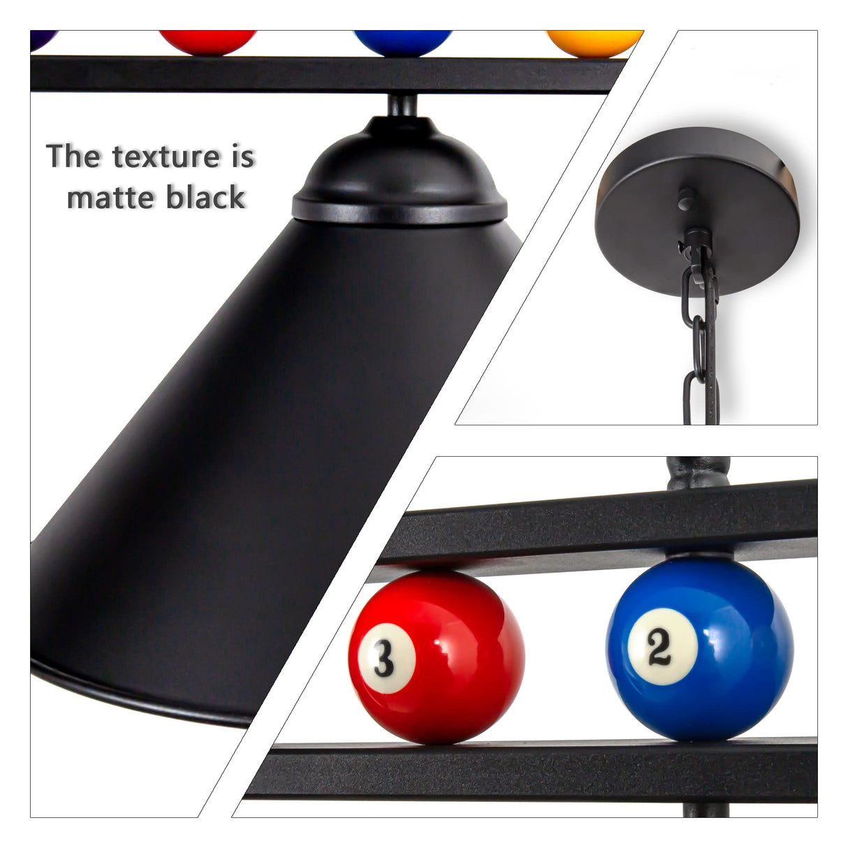 LuoliiTa Pool Table Light, 58" Billiard Light for 7' 8' 9' Pool Table, Hanging Billiards Light for Billiard Room, Game Room, Restaurant, Coffee Shop LuoliiTa