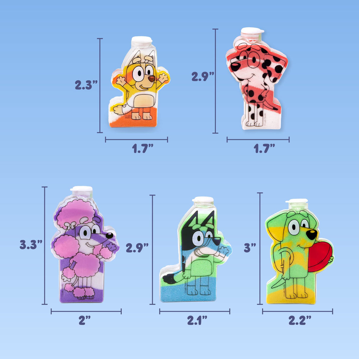 Bluey Sand Art Kit, Includes 5 Sand Art Bottles & 7 Colored Sands, Create Your Own Sand Art, DIY Kit, Fun Art Project for Kids Aged 6+ Bluey