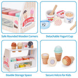 Wooden Ice Cream Counter Playset for Kids, Toddler Girl Toys Kitchen Playset Pretend Play Gifts for 3 4 5 6 Year Old Girl or Boy, Play Food Scoop and Serve, Play Kitchen Sets for Kids Ages 4-8 Melofaver