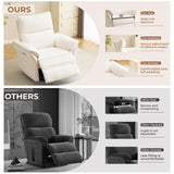 Oversized Power Recliner Chairs for Adults with Massage and Heat, Power Swivel Rocker Recliner Chair with Adjustable Headrest, 26" Extra Wide Rocker Nursery Recliner with USB Port, White RUTOX