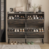 Maupvit Large Shoe Cabinet with 4 Flip Drawers, Freestanding Shoe Cabinet Organizer with Metal Drawer Bracket, Shoes Storage Cabinet for Entryway, Maupvit