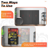 Kelueo Metal Garage Storage Cabinet, Tall Garage Cabinets with 5 Adjustable Shelves, Steel Tool Storage Cabinet with Wheels,Lockable Heavy Duty Garage Storage Cabinets for Garage, Warehouse Kelueo