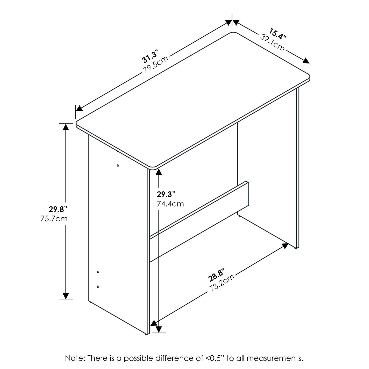 FURINNO Simplistic Study Table, Pink, 15.5 in x 31.5 in x 29.75 in (D x W x H) Furinno