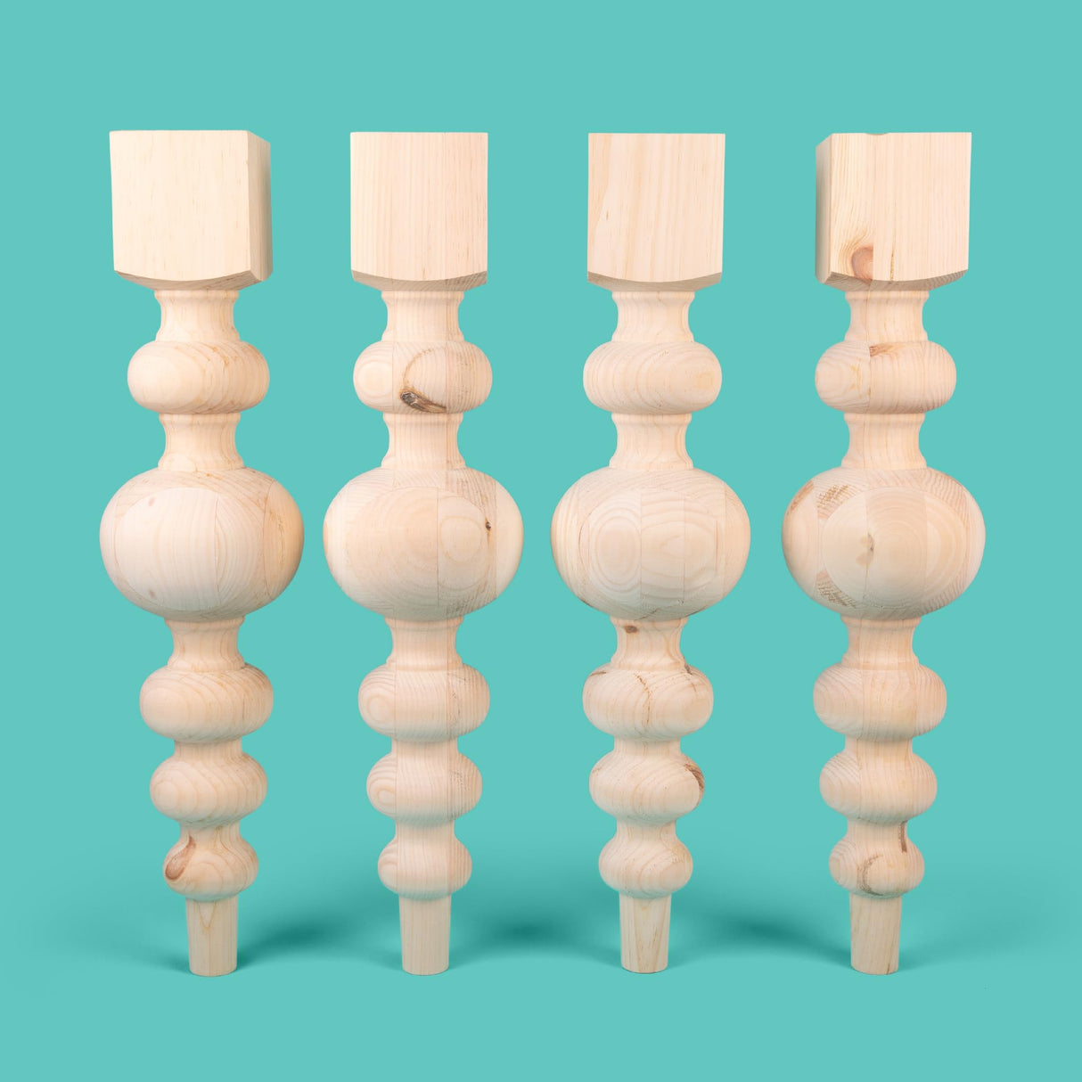 Carolina Leg Co. Massive Modern Chunky Pine Dining Table Legs - Handmade in USA - Set of 4 Wooden Legs with Large Center Ball (6.75 Diameter) - Ideal for Custom Furniture Projects CAROLINA LEG CO.