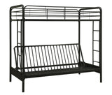 DHP Twin-Over-Futon Convertible Couch and Bed with Metal Frame, Ladder and Guardrails - Black DHP