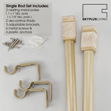 SKYPLUS LIVING Rustic Boho Style Single Curtain Rod Set with Carved Square Finial, 36-72 inch, Standard Single Beige Drapery Rod for 1 Pack, 1 inch diameter, Adjustable Length SKYPLUS LIVING