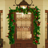 MorTime 9 FT LED Christmas Garland with Pinecones Red Berries Bows Christmas Balls Candies, Multi-function Christmas Garland with 50 Warm White LED Lights, 180 Branch Tips MorTime