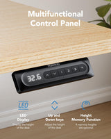 HUANUO 63" x 28" Electric Standing Desk Adjustable Height, 4 Memory Height Settings, Headphone Hook, Cable Manager, Sit Stand Up Desk for Home Office & Computer Workstation, Nature HUANUO