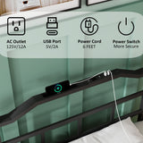 YORMDMO King Bed Frame with LED Lights, 14 inch Metal Bedframe with Headboard, Outlets & USB, Heavy Duty Basic Steel Slats Platform, Noise Free, No Box Spring Needed YORMDMO