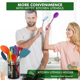 HOTEC Heat Resistant Silicone Kitchen Utensils, Cooking Utensil Set, Spatula Set, BPA Free, Kitchen Gadgets, Utensils Holder, Dishwasher Safe, 14pcs Multicolor HOTEC