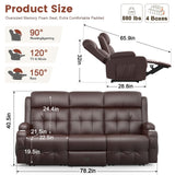 Recliner Sofa, Massage Reclining Sofa 3 Seater Sets Heavy Weight Capacity, RV Loveseat Couch Clearance with Flip Back Console, Storage, Cup Holders, Wall Hugger Reclining Couch for Living Room Aotolo