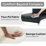 KATBOC 7-Piece Dining Table Set for 6, Modern Rectangular Glass Table with 6 Upholstered Leather Chairs, Space-Saving Dining Room Furniture Table & Chair Sets for Small Spaces&Apartment(Black&Silver) KATBOC