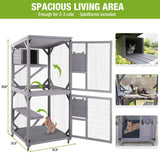 GUTINNEEN Cat House Mobile Catio for Outdoor Enclosure with Waterproof Roof Feral Cat Cage On Wheels,Bird Cage with Upgraded Resting Box,70.9" GUTINNEEN