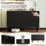 Merax 55” Shoe Cabinet Storage for Entryway with 4-Door, Freestanding Sideboard Buffet Hidden Table Organizer for Dinning Kitchen Living Room, Solid Wood Legs, Adjustable Shelves Merax