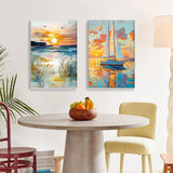 Bowetile 2 Pack Landscape Paint by Numbers for Adults Beginners Framed, Beach Adults' Paint-by-Number Kits, Easy Adult Paint by Number Kits on Canvas, Acrylic Number Painting for Home Decor, 8x12in Bowetile