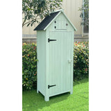 Hanover Outdoor Storage Shed with Shelves and Lock, 8.7 cu. ft. Capacity, Vertical Wood Shed for Tools, Equipment, and Garden Supplies, Modern Fir Wood Shed in Mint with Waterproof Roof and Floor Hanover
