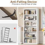 Rresyet Bookcase and Bookshelves, 28" W Tall Bookshelf with Elegant Design, 6 Tiers Spacious Book Storage, Freestanding Book Organizer, Display Library Shelf for Home Office, Living Room & Study Room Rresyet