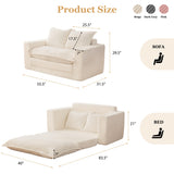 Loveseat Sleeper Sofa, Convertible Sofa Bed Couch Futon Couches for Living Room, 3-in-1 Pull Out Floor Couch with Washable Cushion and Pillows, Beige YOSHOOT