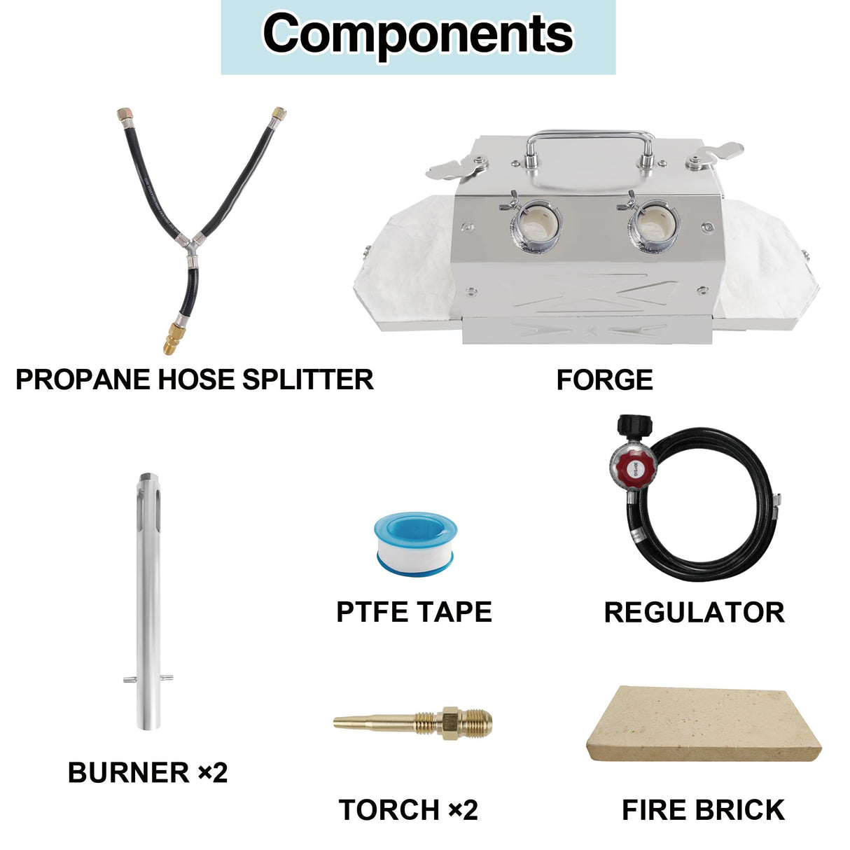ATkrou Gas Propane Forge 2600°F,Double Doors,Large Capacity,Portable Equipment,Knife Making(Stainless Steel) Blacksmithing Farrier tool,Gas Welding Kits, Forge Kit GY200 ATkrou