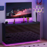 Anbuy LED 9 Drawer Dresser, Black Modern Dresser with High Gloss Drawers Dual Chest of Drawers with Lights for Bedroom (Black) Anbuy