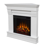 Real Flame Chateau 41" Corner Electric Fireplace with Mantel for Living Room or Bedroom, Replaceable Fireplace Insert Heater, Realistic Log and Flame Effect, Remote Control, Timer, White Real Flame