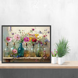 Apcufir Flowers Paint by Numbers for Adults,Wildflowers in Stained Glass Paint by Numbers on Canvas,Painting by Number Kits for Offices and Home Wall Decor 16X20 Inch Apcufir