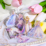 ZXMNBH 20 Pcs/Pack Fairy Princess PET Stickers for Scrapbooking Kit Waterproof Clear Sticker Junk Journaling Supplies Journals Diary Planner Collage Laptop Paper Crafts ZXMNBH