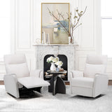 COLAMY Swivel Rocking Recliner Chair, Nursery Rocker Glider Recliner with Extra Large Footrest, Deep Seat, High Back, Upholstered Fabric Reclining Single Sofa for Living Room-White COLAMY