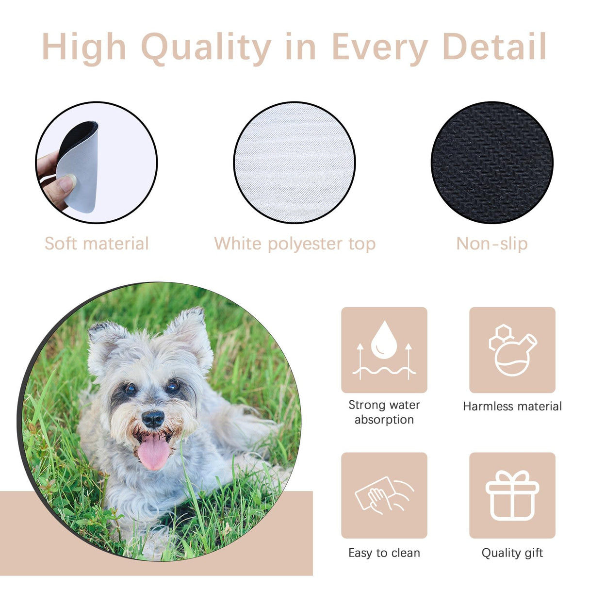 50 PCS Sublimation Coasters Blanks Bulk, 4x4 Inch Round Blank Cup Mat Rubber for Sublimation Transfer Heat Press Printing DIY Crafts ORJ