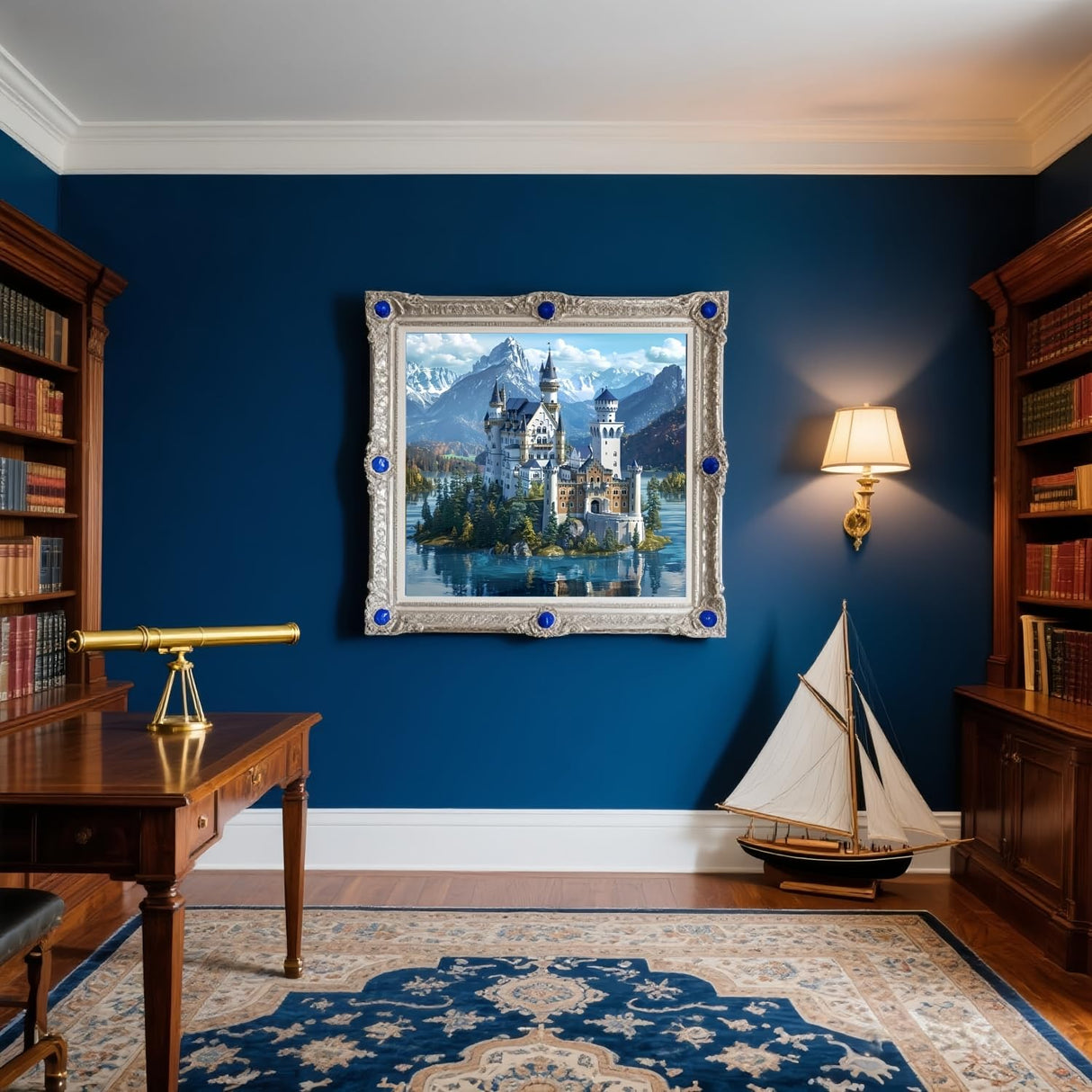 5D Diamond Art Kits for Adults Beginners,Lake Castle Scene DIY Full Round Drill Diamond Painting Kits,Paint by Diamonds Dots Gem Art Easy,Home Wall Decor 14X14 Inch Acelii