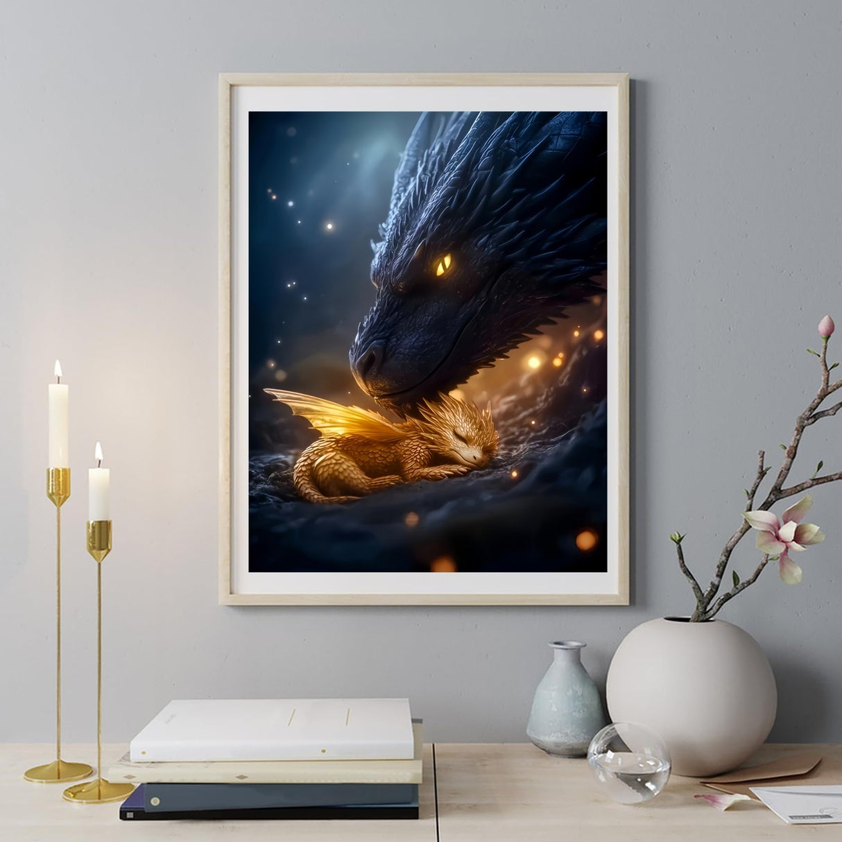 5D Dragon Diamond Painting Kits for Adults, Dragon Diamond Art Kits for Adults Beginner, DIY Full Drill Diamond Dot Gem Painting for Home Wall Decor 12x16inch BYGFHLYW