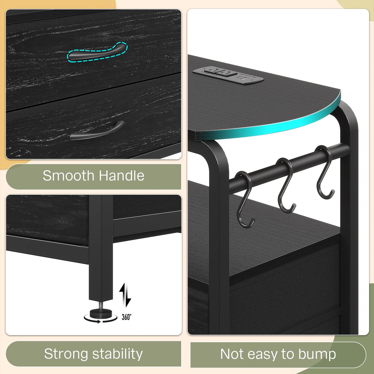 busyaeh 65 Inch Tv Stand with 12 Drawers for 55 65 70 in Tv Stands with Led Lights & Charging Station, 63" Dresser Tv Stand with Open Shelves & 6 Metal Hooks for Bedroom Living Black busyaeh