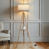 EOEYYOYB Floor Lamp with 3 Light Modes Adjustable– Wood Tripod Floor Lamp Modern LED Standing Lamp with Dimmable Brightness, Perfect for Living Room, Bedroom, and Office, Burlywood EOEYYOYB