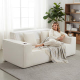 ATOMHOME 75'' Cloud Loveseat Sofa, Boneless Couch with Cup Holder, No Assembly Required Cloud Couch, Comfy Deep Seat Sofas, Corduroy Couches, Boneless Couches for Living Room Bedroom, Apartment, Beige ATOMHOME