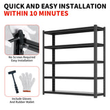 DARTIIA 72" H Garage Shelving 3000LBS Heavy Duty Storage Shelves Adjustable 5 Tier Metal Shelves for Storage Garage Industrial Shelving Utility Racks,24" D*48" W*72" H,Black DARTIIA