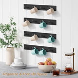 Forbena Black Coat Rack Wall Mount 4-Pack, Rustic Farmhouse Coat Hooks for Wall, Vertical Hanging Hat Rack for Office, Bedroom, Closet, Small Spaces, Kids Room Clothes, Entryway Shoes - 16 Pegs Forbena