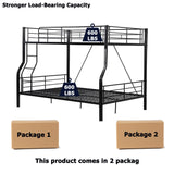 Movdevy Metal Full XL Over Queen Bunk Bed for Kids Adults Teens Boys, Stronger Metal Queen Size Bunk Beds, Heavy Duty Bunk Bed Full XL Over Queen with Ladder & Guardrail, No Box Spring Need (Black) Movdevy