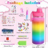 Wninbu Decorate Your Own Water Bottle Kits for Girls,Stainless Steel Unicorn Water Bottle Girls,Arts and Crafts Ages 4-6-8-10,Gem Art Unicorn Toys Gifts Birthday Christmas Stocking Stuffers (Unicorn) Wninbu