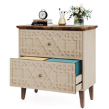 Tribesigns 2 Drawer Lateral File Cabinet, Office Filing Cabinet for A4 / Letter Size/Legal Size Files, Wood Storage Cabinet Printer Stand for Home Office, Living Room, Beige Tribesigns