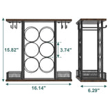 VyGrow Wine Rack, Sturdy Wine Holder, 3 Tier Wood & Metal Wine Racks Counertop, Easy Assembly Wine Bottle Holder for 6 Bottles and 4 Glasses for Home, 6.29" D x 16.14" W x 15.82" H VyGrow