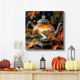 DAZZLEDOTS Diamond Art Kits for Adults, Diamond Painting Kits for Beginners, Autumn Landscape Tree Diamonds Art Painting Kits, Kettle 5D Round Full Drill Crafts Kits Home Decor Gifts 13.8x13.8inch DAZZLEDOTS