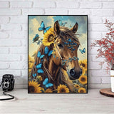 askkqtx Horse Diamond Art Kits for Adults, Butterfly Sunflowers Diamond Painting Kits for Beginnners, DIY 5D Full Drill Crystal Rhinestone Gem Art Craft Kits for Home Wall Decor 12X16 Inch askkqtx